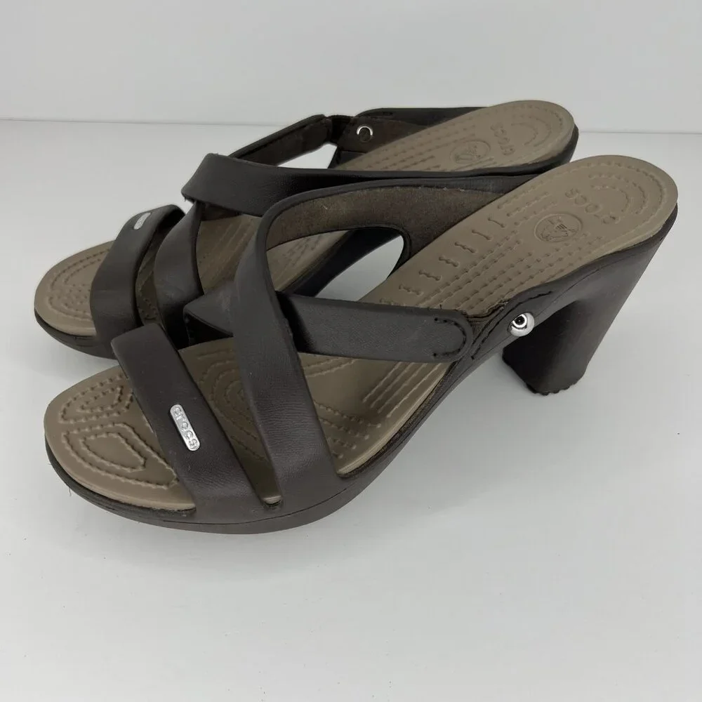 Crocs Cyprus IV Slip-On Sandal Heels Womens Size 9 Strappy Open-Toe Shoes - Picture 1 of 9